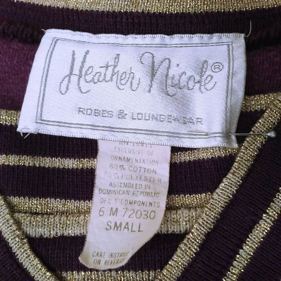 Vintage 90s Velour Loungewear Dress Pop-On Robe -S/M Metallic V-Neck Pockets - Picture 7 of 10